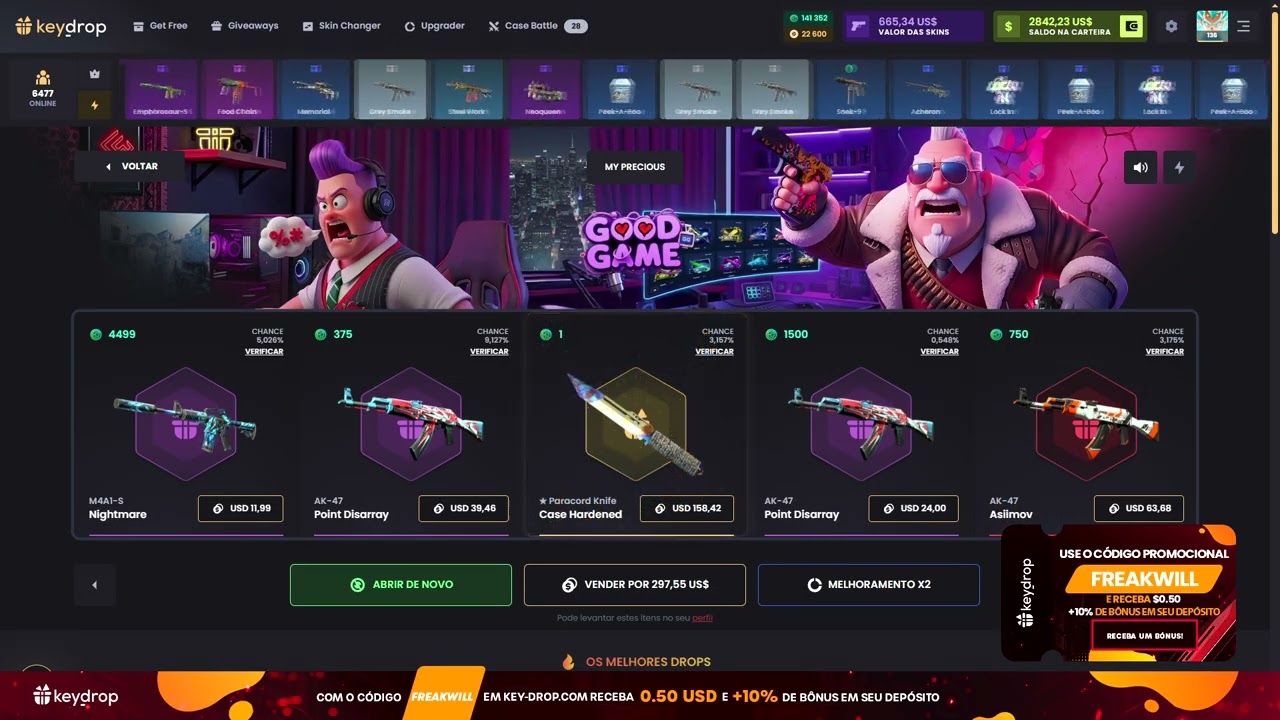 MELHORES DROPS NA NOVA CAIXA DO KEYDROP !