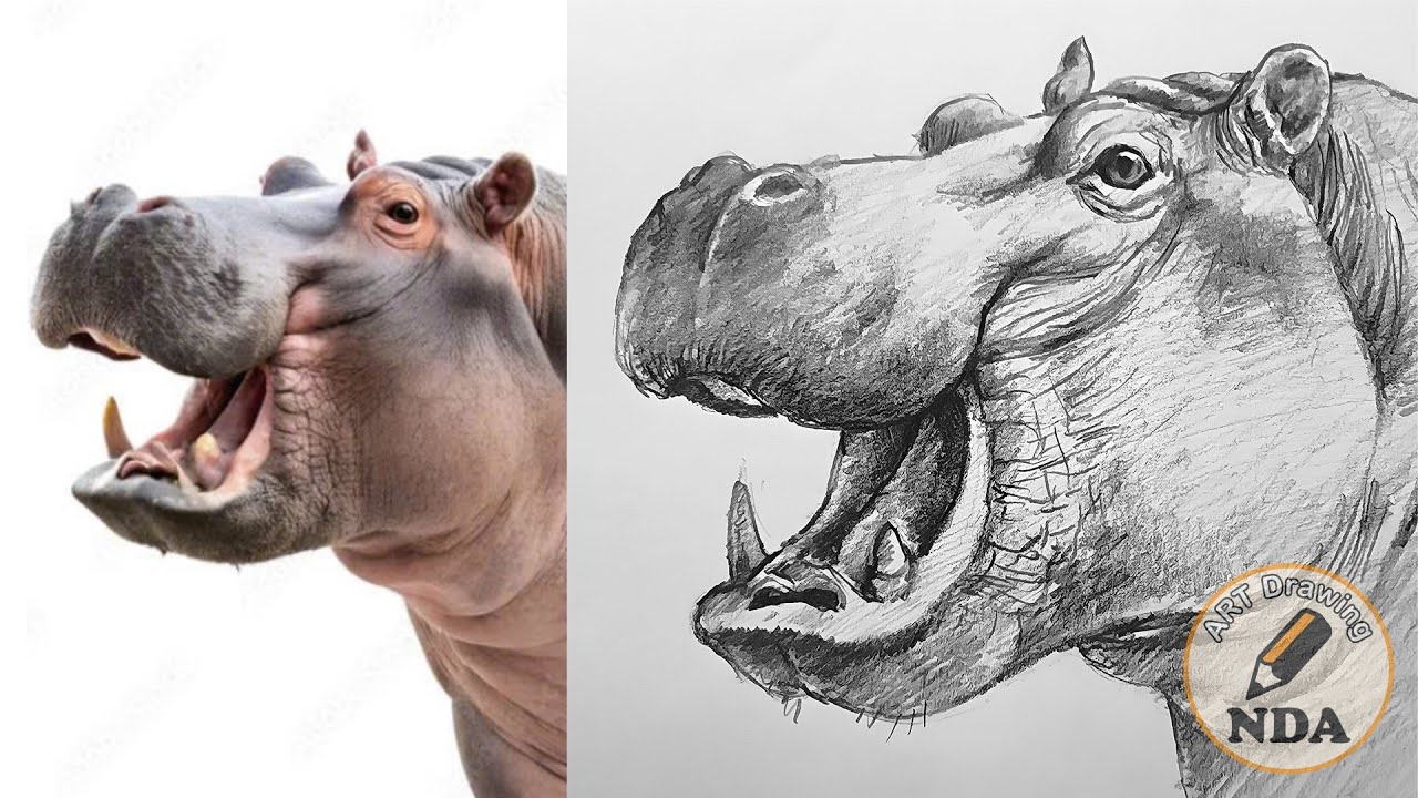 HIPPO DRAWING - ANIMAL DRAWING - ART DRAWING NDA
