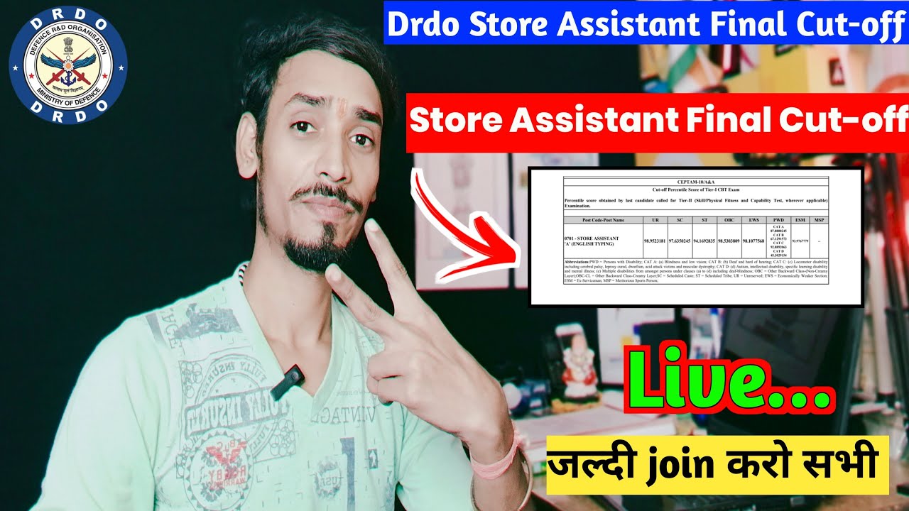 Drdo Store Assistant Final Cut-off🥳|इतनी ही जाएगी देख लो|Live| जल्दी join करो