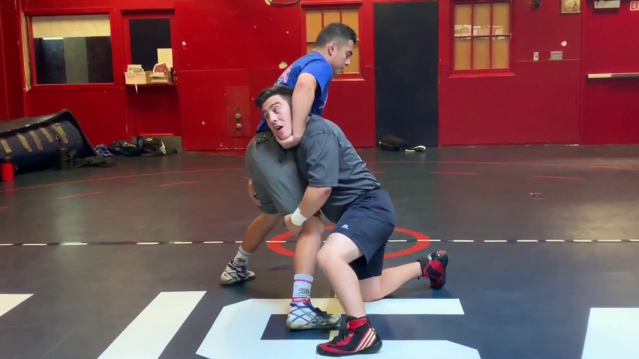 Chin Whip from Double-Leg Defense on Mat