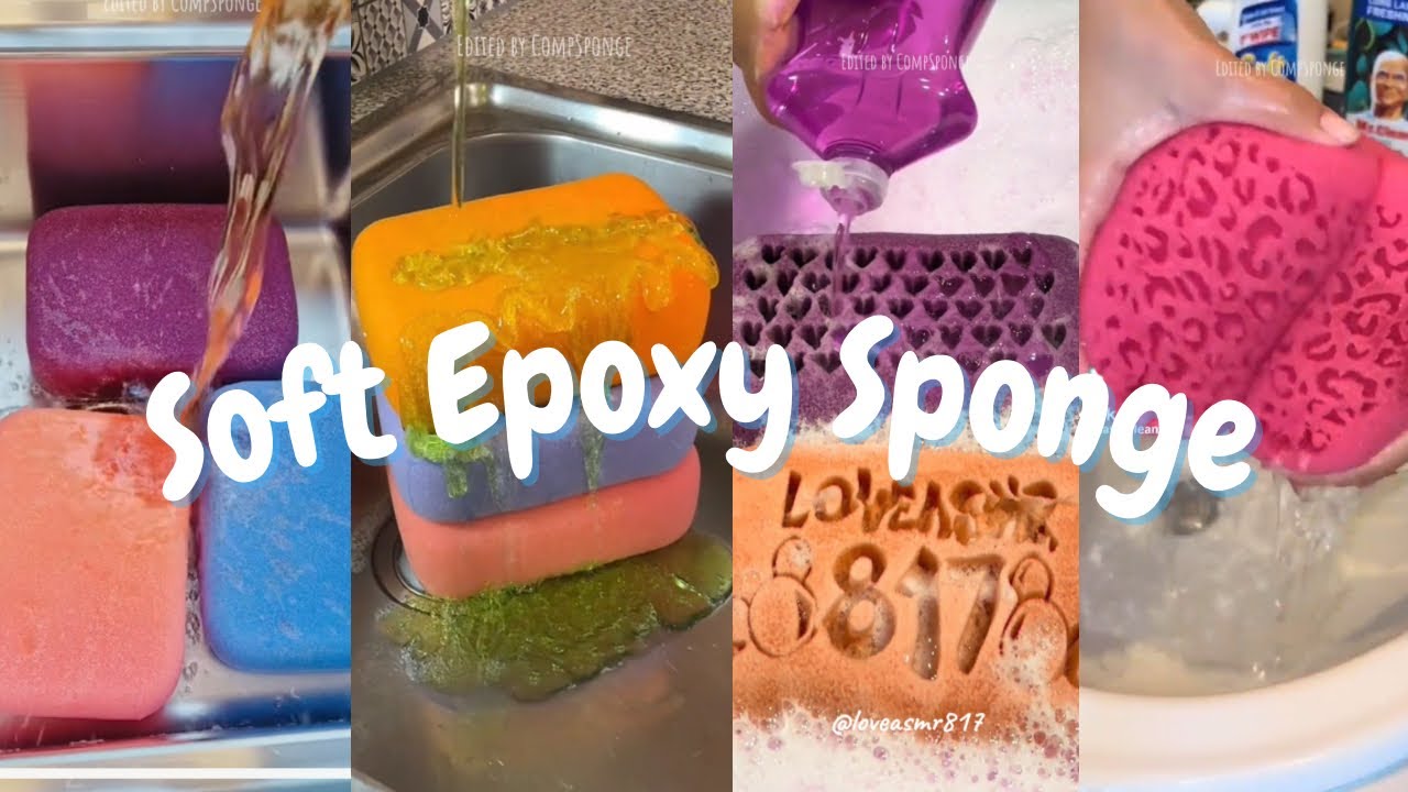 SOFT EPOXY SPONGE ☁️🧽 ASMR sponge squeezing to be on cloud 😍☺️