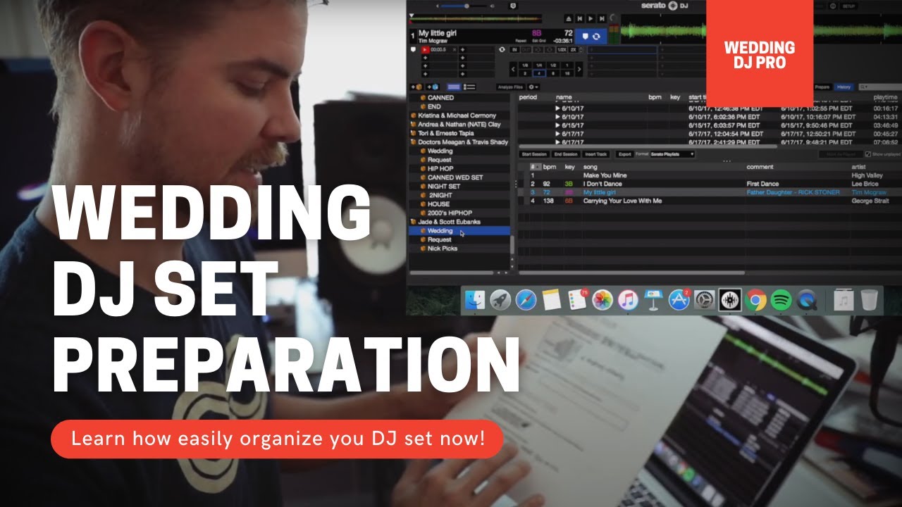 How do you prepare your DJ set for a wedding reception?