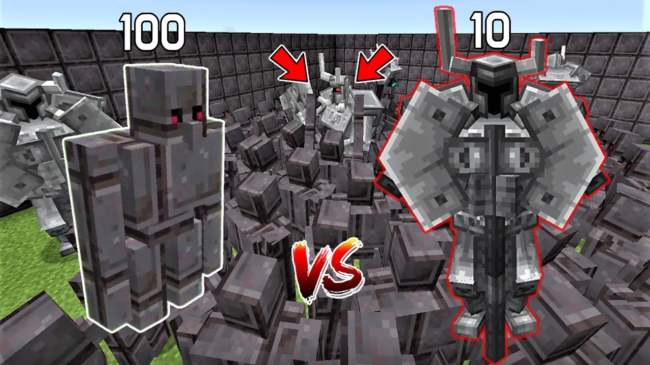 100 Netherite Golem vs 10 Ferrous Wroughtnaut [Minecraft]