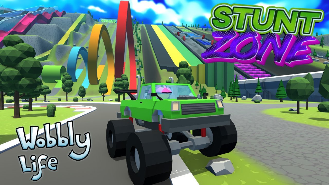 Crazy Stunt Mania in Wobbly Life: Monster Trucks Conquer the Insane Stunt Zone!