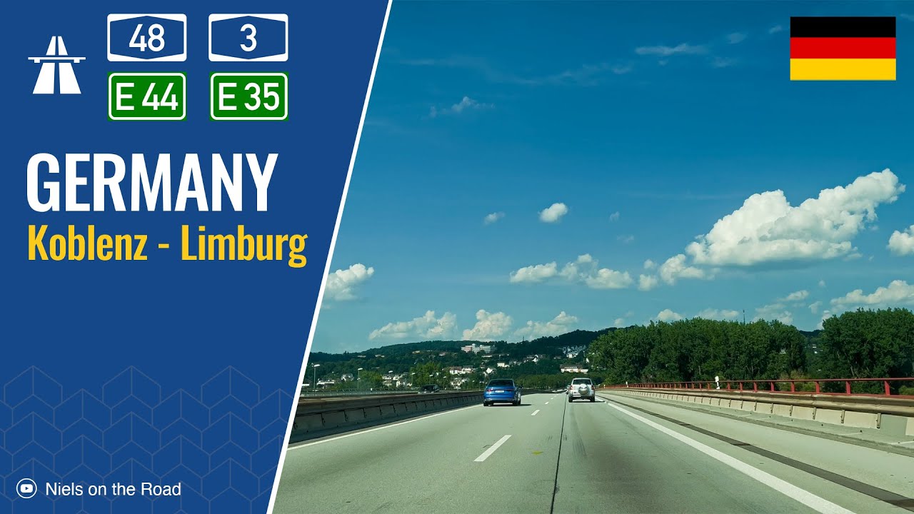 Driving in Germany: Autobahn A48 E44 & A3 E35 from Koblenz to Limburg an der Lahn