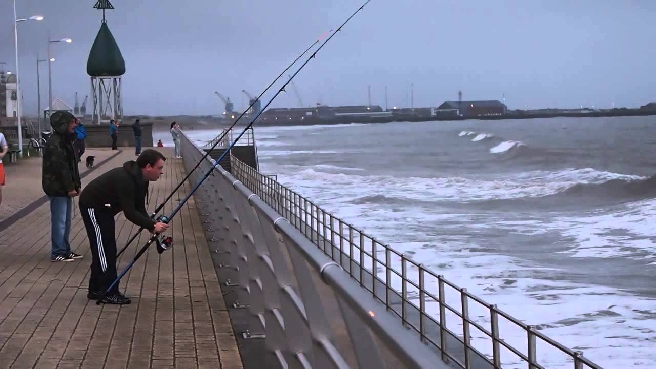 High Tide Waves Crashing into Sea Wall, Swansea