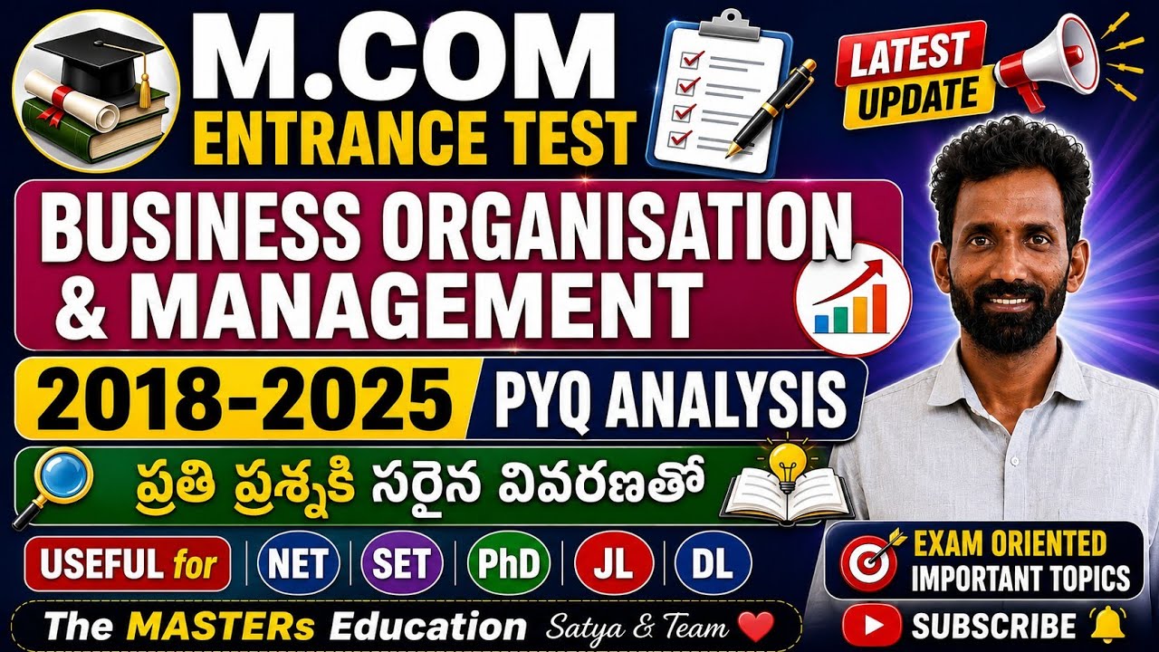M.Com Entrance 2018&ndash;2025 Business Organisation Management PYQs Complete Previous Questions 
