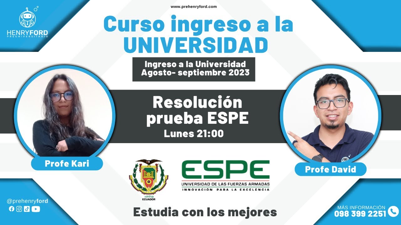 ✅Resolución preguntas ESPE | Curso ingreso a la Universidades 2023 | #Clase19