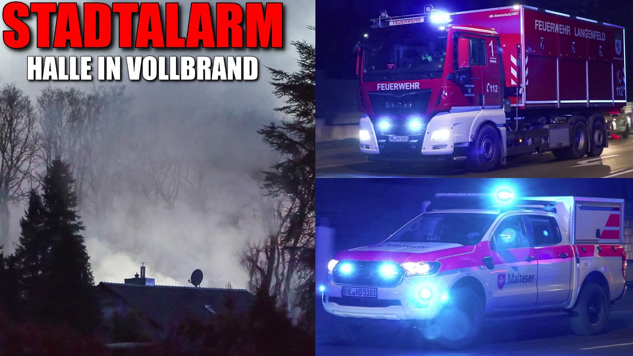 [HALLE IN VOLLBRAND!] - Starke Rauchentwicklung | Einsatzfahrten | Stadtalarm Feuerwehr Langenfeld -
