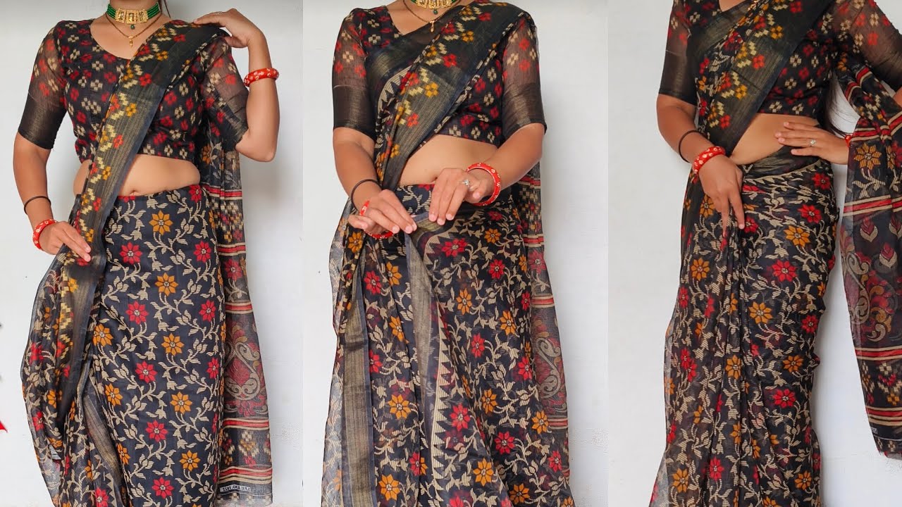Cotton Saree Draping Tutorial For Wedding Guests | Easy Saree Hack With Perfect Pleats