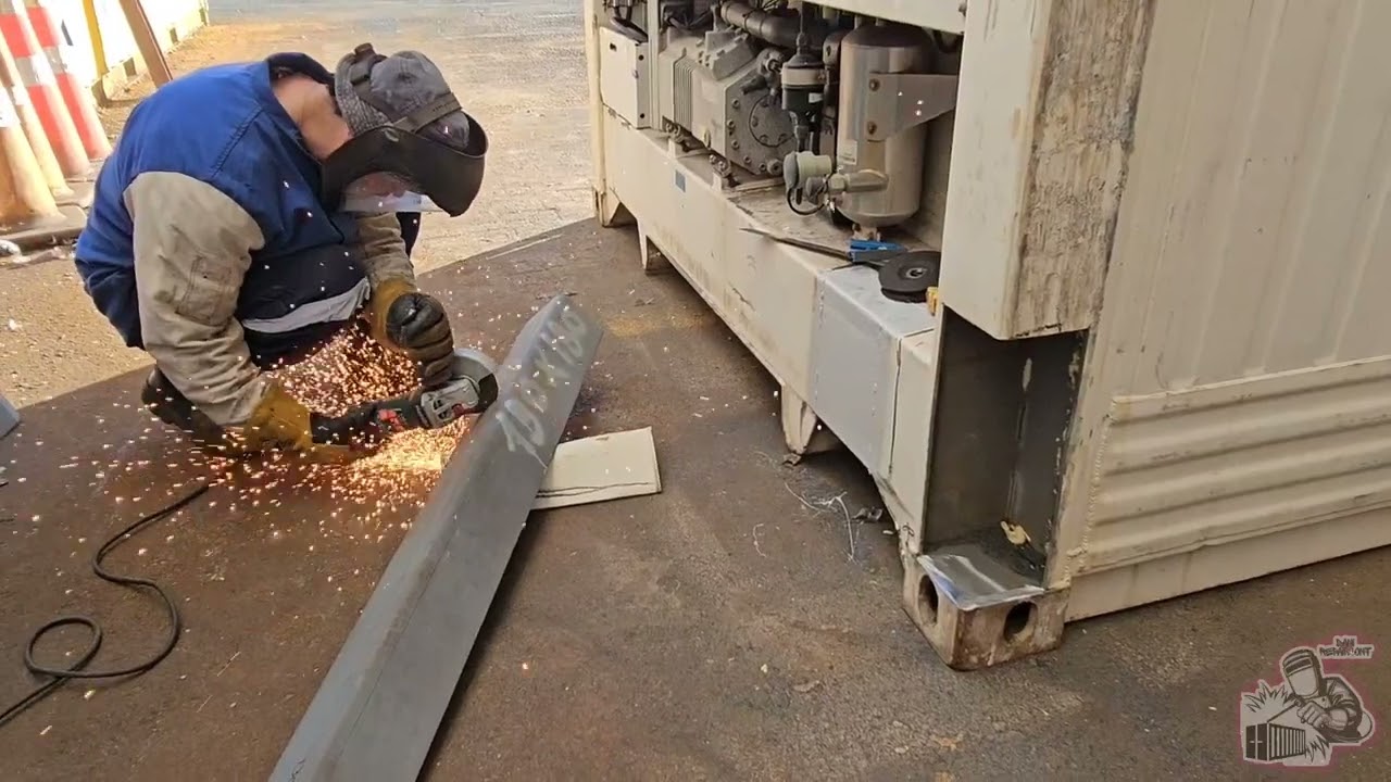 Front corner post insert. Refrigerated shipping container repair