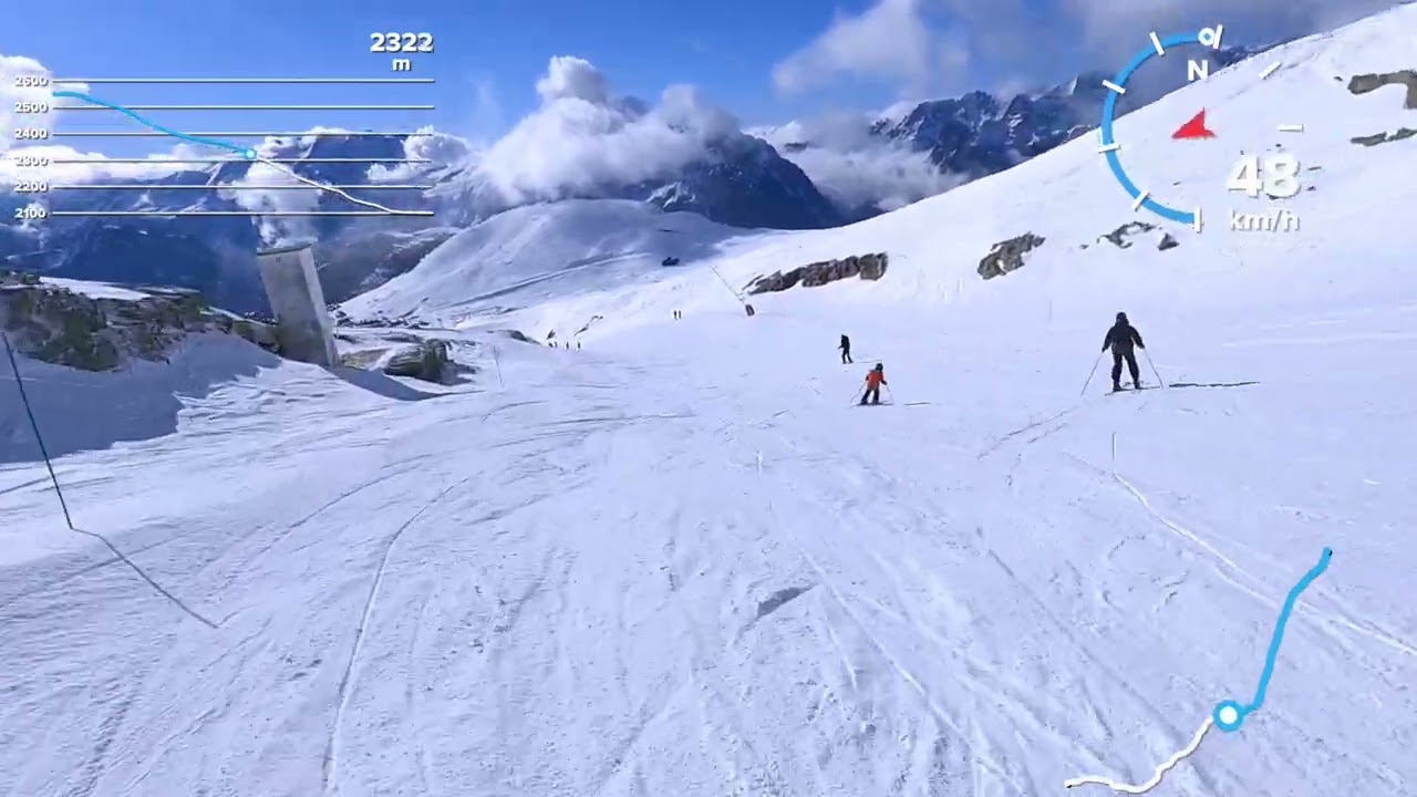 Alpe d'Huez, France, blue ski run Couloir, February 2022.