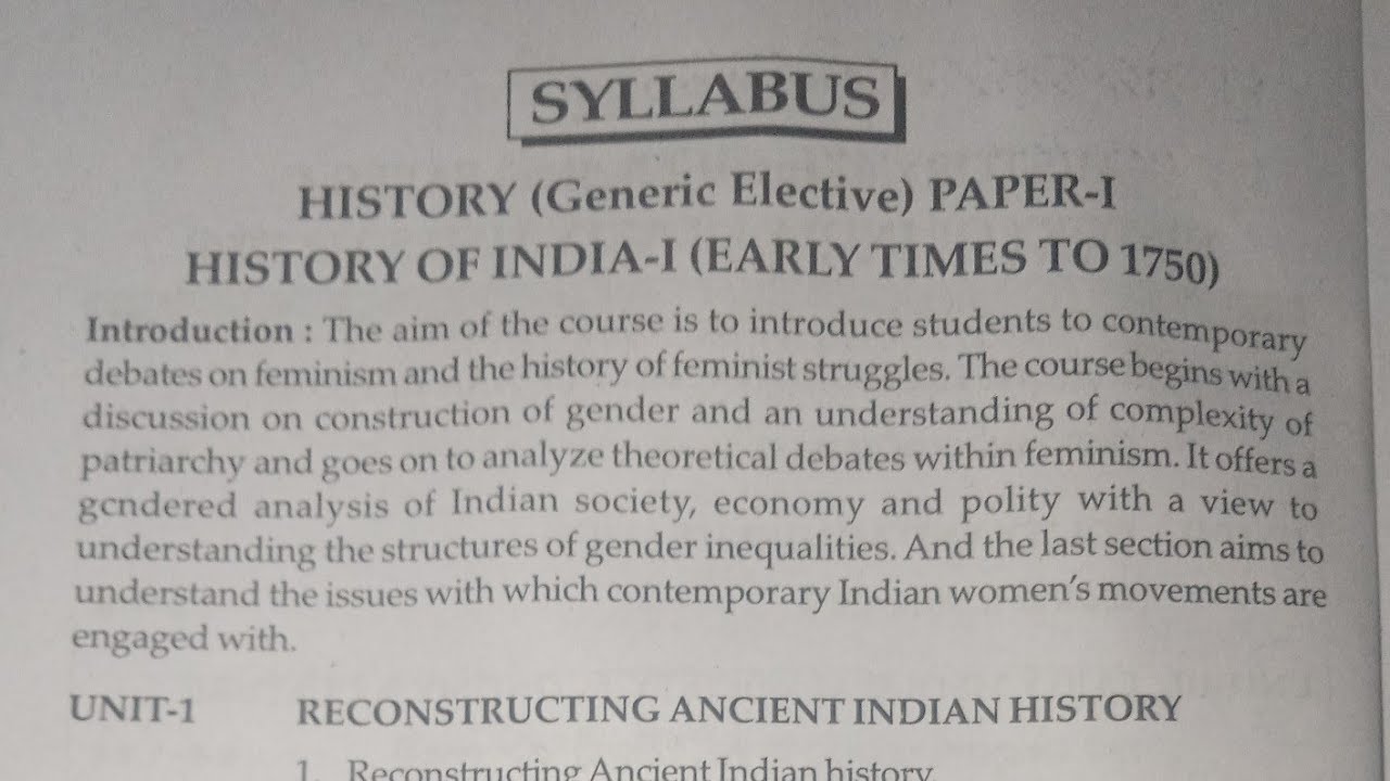 +3 History Generic Elective-1||Cbcs Syllabus||