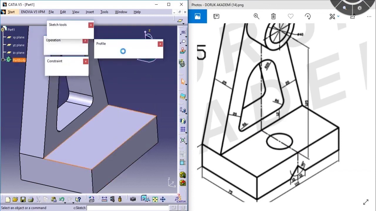 Catia Eğitim Videoları Türkçe 3D Örnek Çizim - 15 #catiaeğitim #catiaturk #drkacademy #catia
