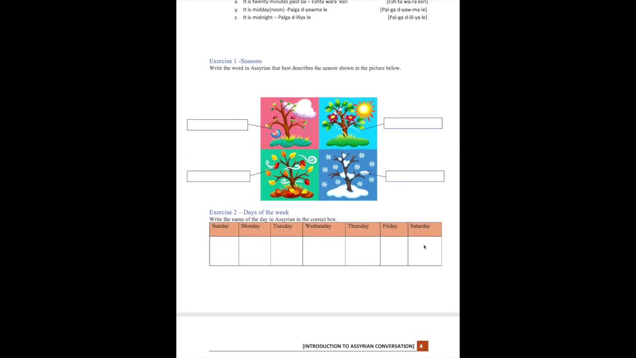 Learning Basic Assyrian- Time and Dates