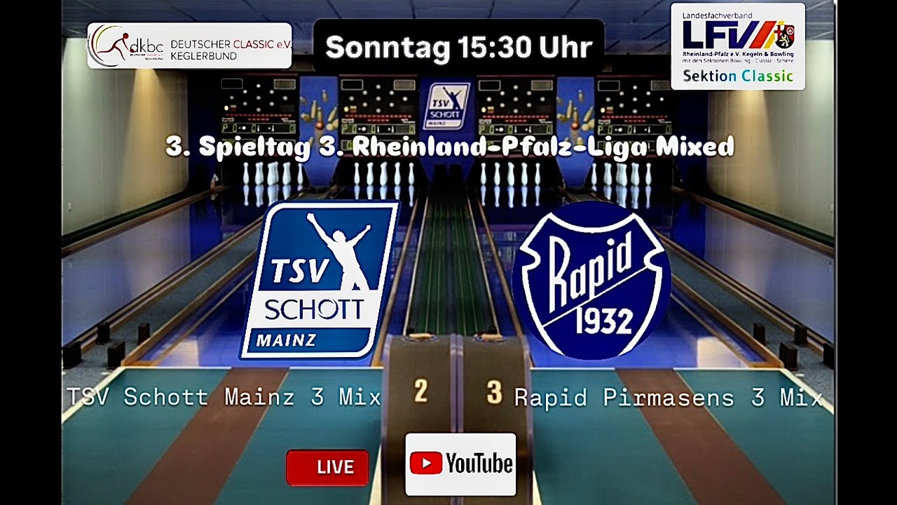 3. Spieltag 3. RLP Liga: TSV Schott Mainz 3 Mix - Rapid Pirmasens 3 Mix