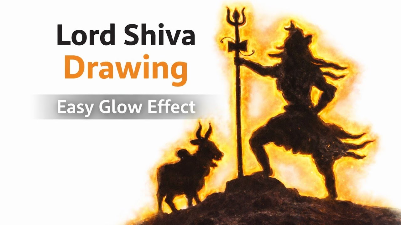How to Draw Lord Shiva Silhouette with Glow Effect | Easy Step by Step Shiva Drawing #viralvideo 