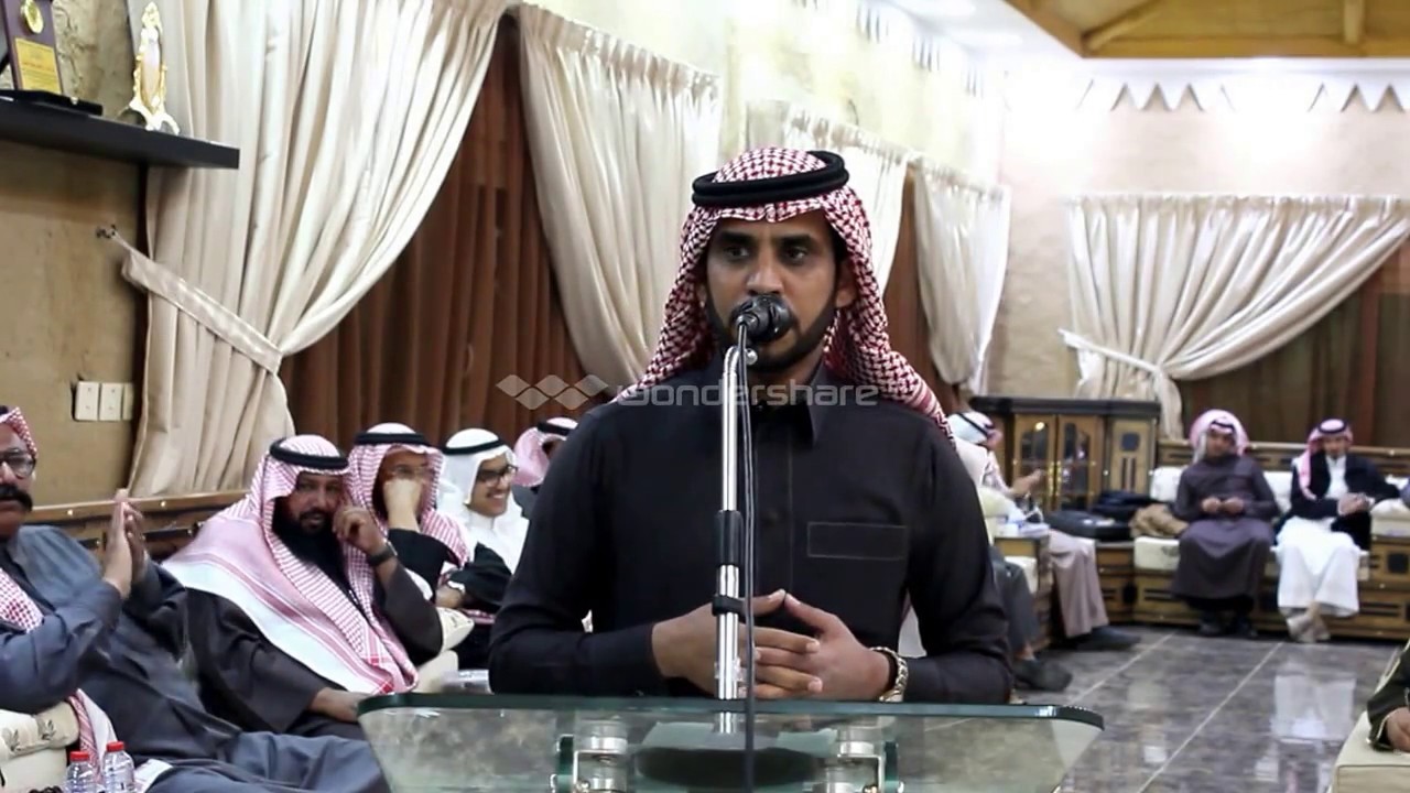 موقفت الشيوخ/ رواف العنزي في حفل الشيخ/ ابراهيم بن شداد العنزي بشيوخ و أعيان العمارات بالمجمعة