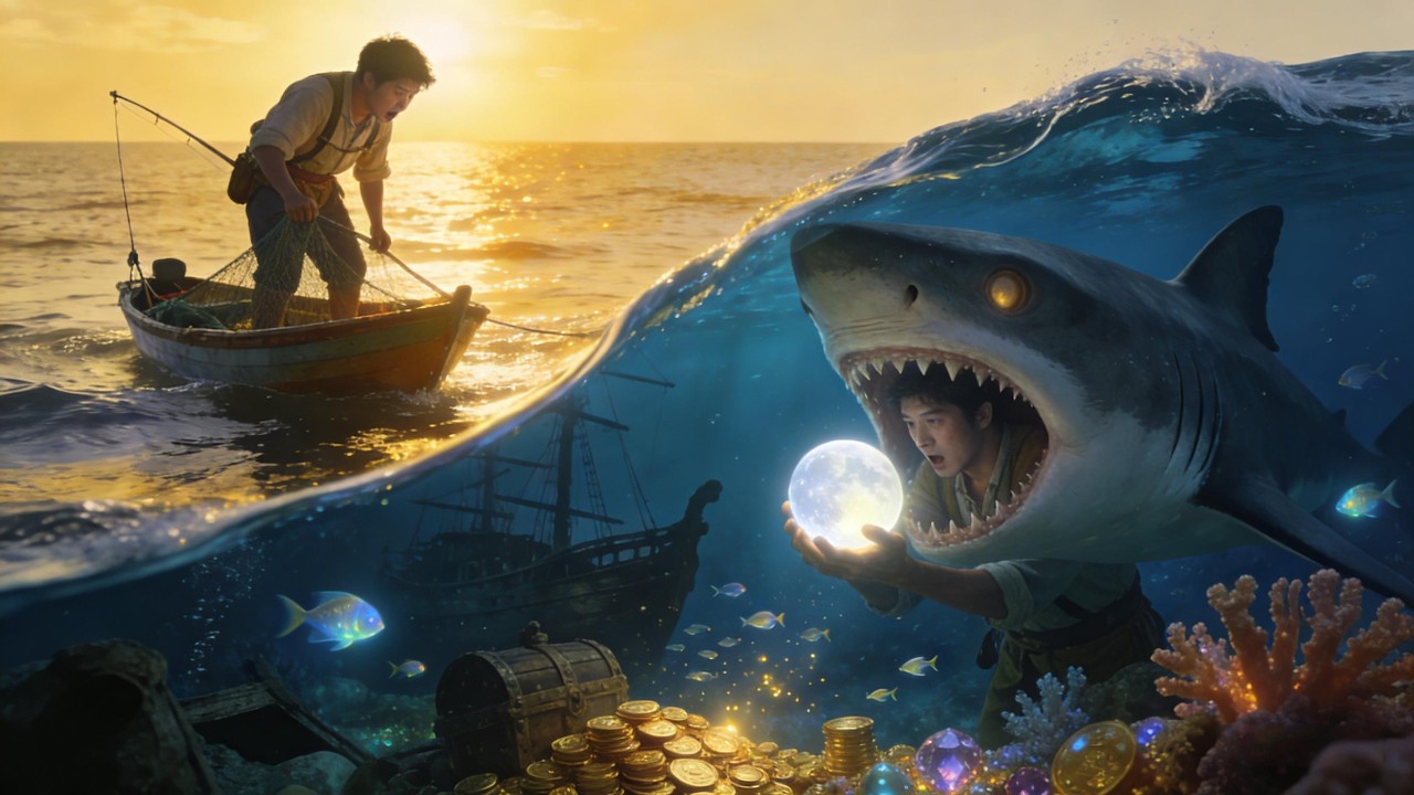 💥救命！海边穷渔夫被怪鲨咬一口，竟霸占鲨神意识，开启海陆双身暴富模式⚠️#短剧 #movie #穿越 #逆袭 #drama #精彩影视 #一口气看完 #最新短劇全集 #大陆剧 #chinese