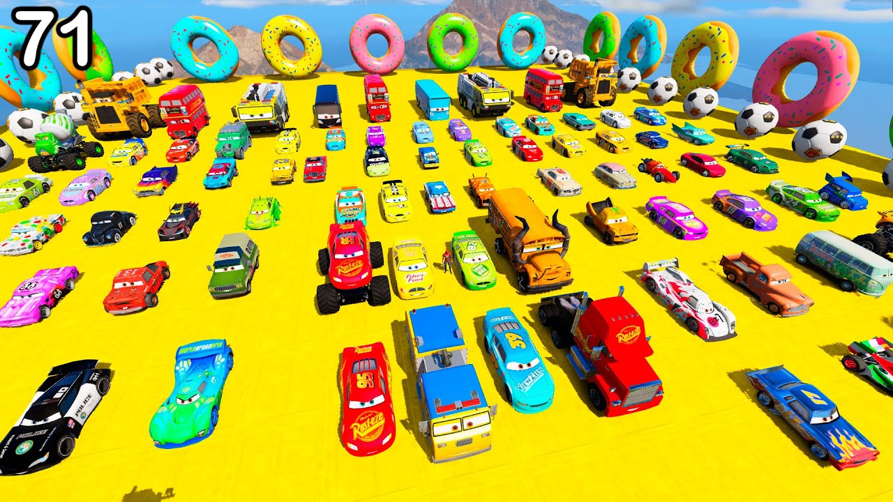 GTA V Mods Stunt Car Racing Challenge By SPIDER-MAN With Amazing DISNEY CARS AND MCQUEEN ep 71