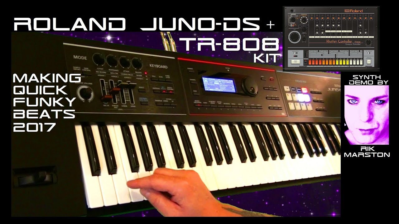 Roland JUNO-DS TR-808 Kit Making Quick Funky Beats Synthesizer Pattern Demo By Rik Marston