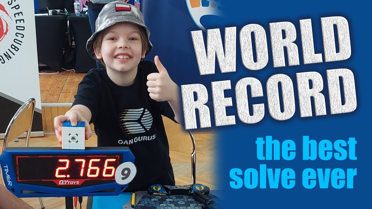 Fastest solve Rubik's Cube - Official WORLD RECORD - 2.76 s. - by Teodor Zajder from Poland