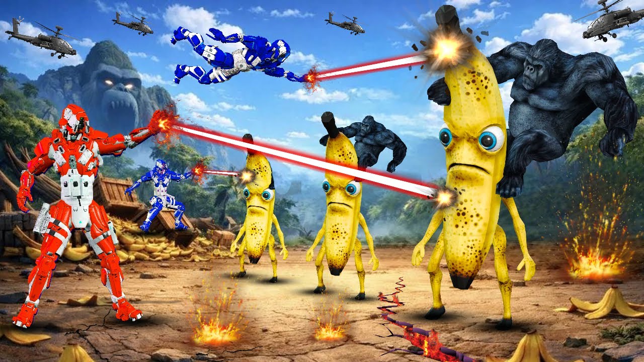Tractor Robot Vs Vir JCB Robot | Gorilla Banana|Remote Wala Cartoon|Robot Wala Cartoon|Robot Cartoon