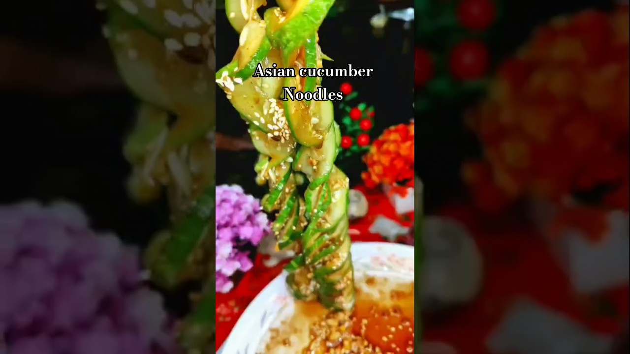 ASIAN SPIRAL CUCUMBER SALAD 🥒🍜 #shorts #trending #vegan