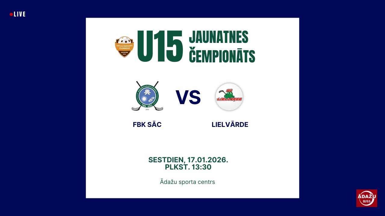 2026-01-17 13:30, U15, FBK SĀC - Lielvārde