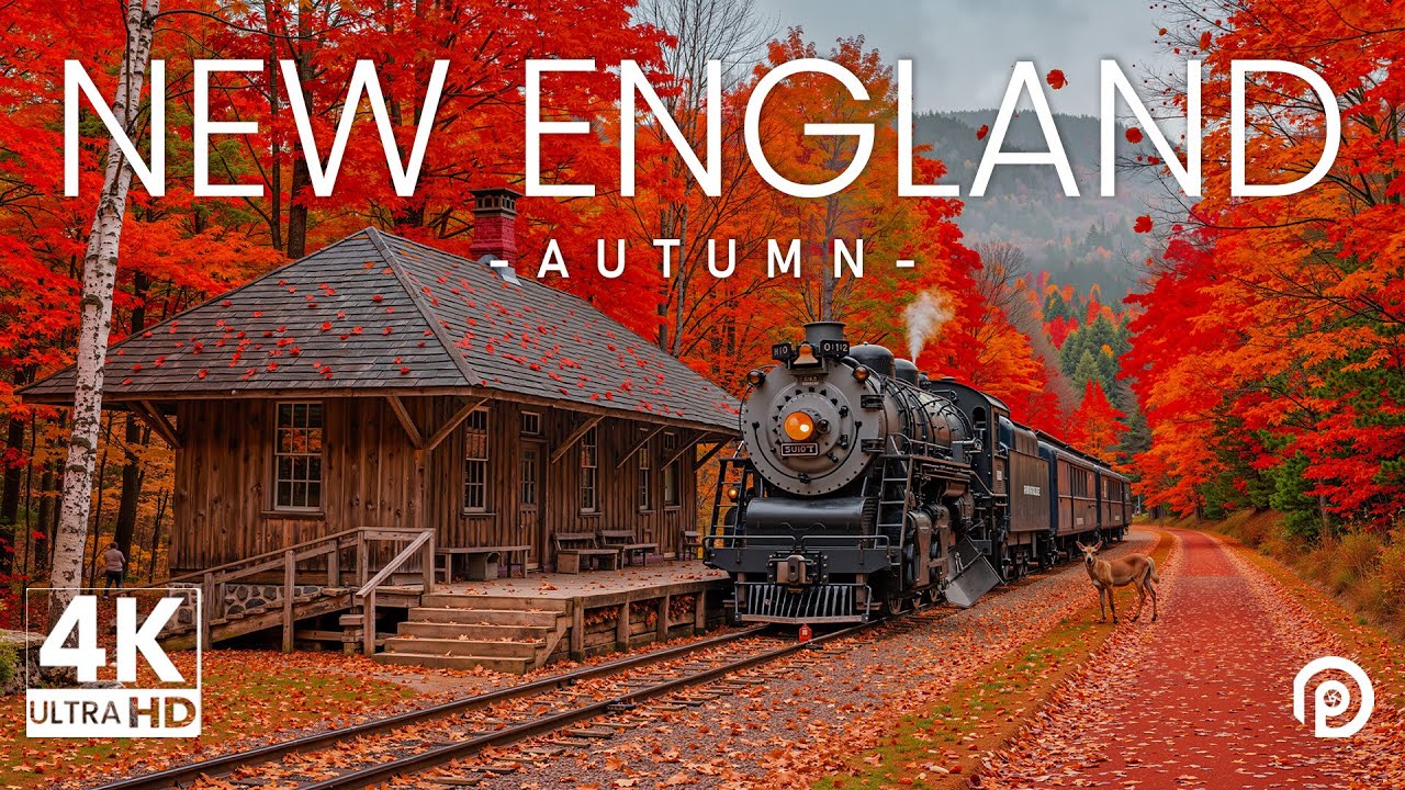New England 4K Amazing Autumn Film - Beautiful Nature Scenery with Relaxing Music