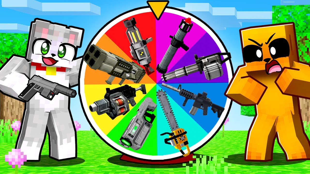 ¡Sobrevive a la RULETA de ARMAS en Minecraft! 🎯🔫 ARMA NOOB vs PRO vs HACKER