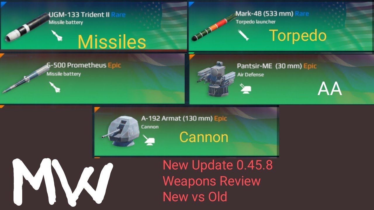 Modern warships Latest update 0.45.8 | New Weapons Review | Missile | Torpedo | kpway-gaming