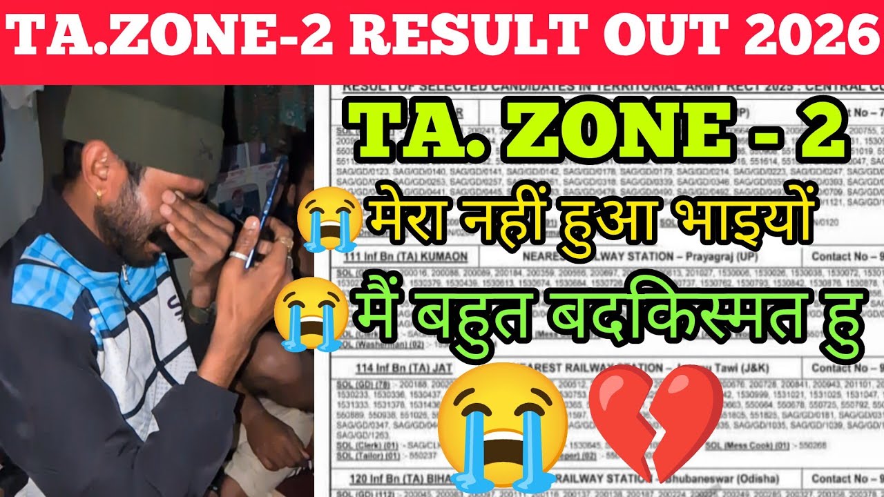🎯🥷TA ZONE-2 फाइनल रिजल्ट आउट भाइयों मेरा नाम तो नहीं आया😭जॉन 2 का रिजल्ट आ गया है मां मेरा नहीं हुआ😭