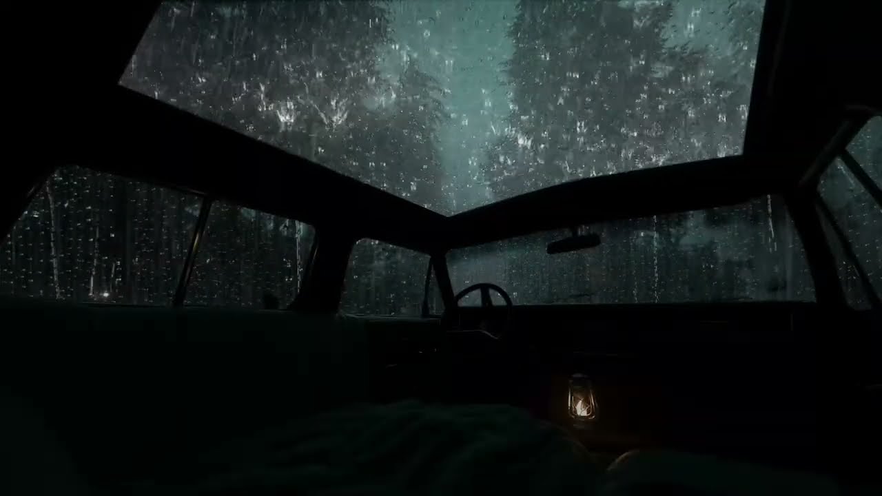 Fall Asleep Fast in a Cozy Car 🌙 Soft Rain on Window & Distant Thunder Ambience