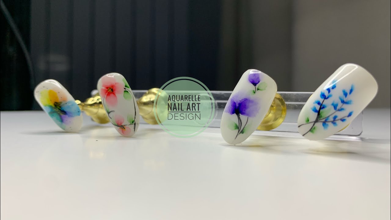 Quick and Easy Aquarelle Flower Design 🎨 ||| NAIL Tutorial