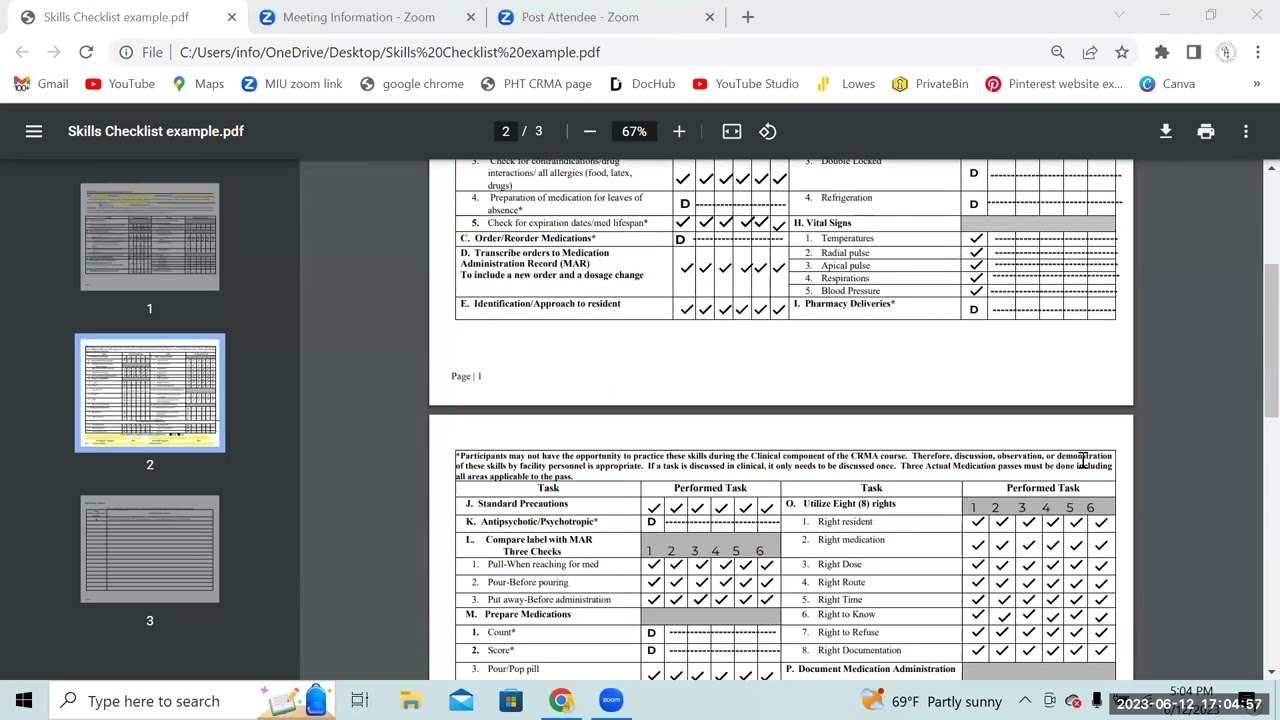 How to complete the CRMA skills checklist