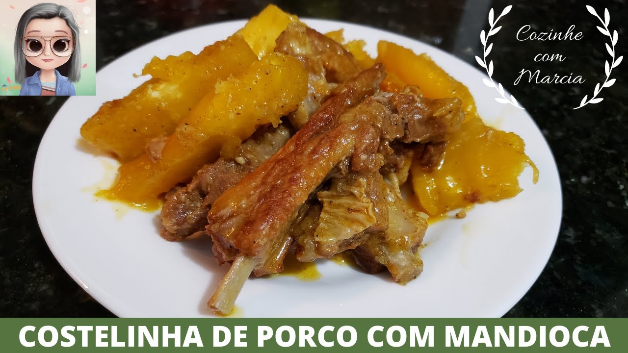 Costelinha de porco com mandioca na panela de pressão