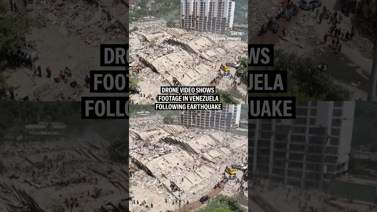 Drone video shows footage in Venezuela following earthquake