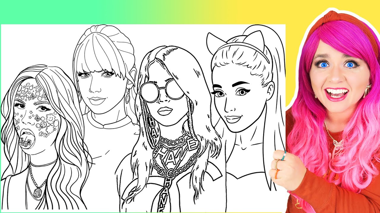 Coloring Singer & Celebrity Pages | Ariana Grande, Olivia Rodrigo, Taylor Swift & Billie Eilish