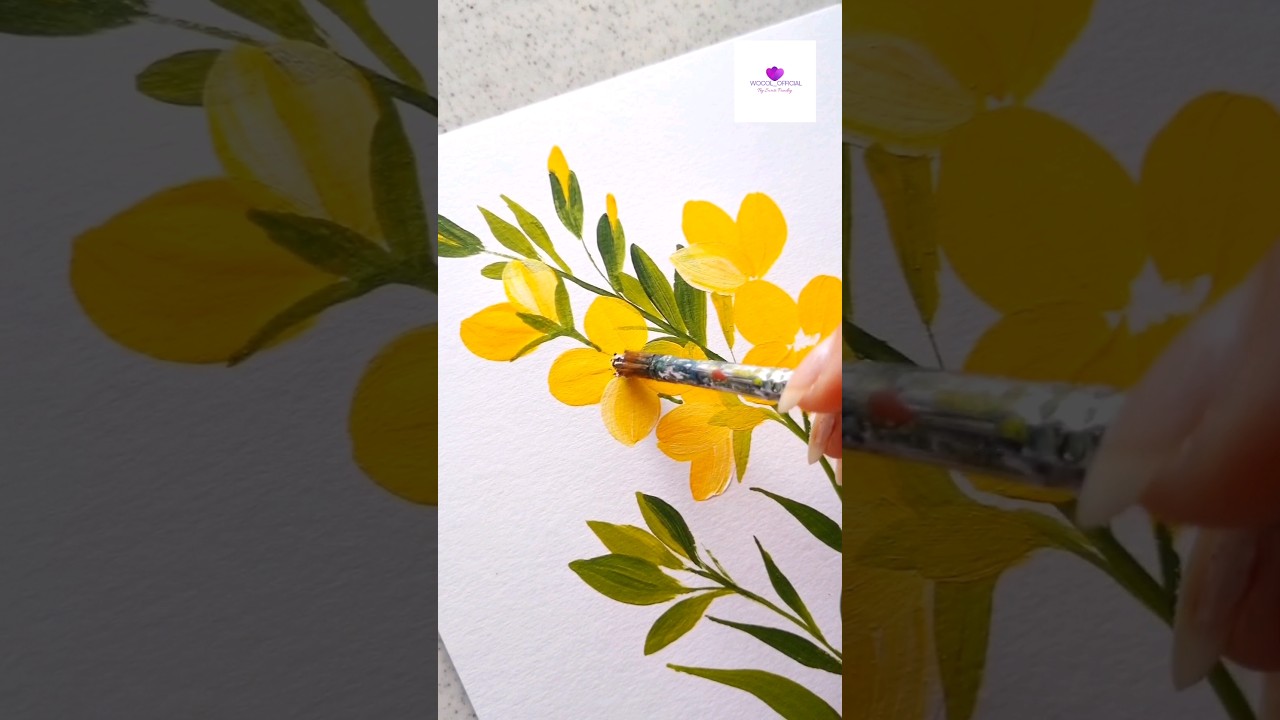 Easy Yellow Flowers Painting #artvideo #flowerpainting #artwork #viral #arttutorial