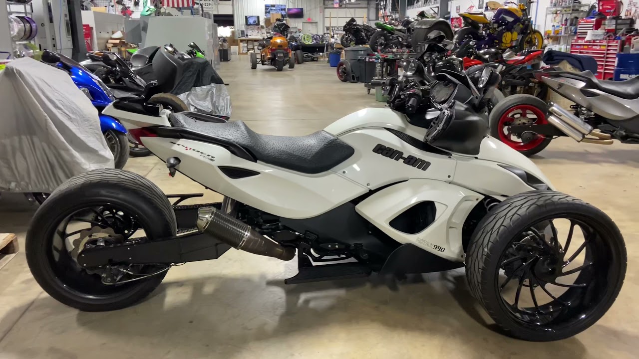 All Things Chrome Spyder NOT FOR SALE- 20” Black Turbo Wheels & 360 Rear Fat Tire Kit CanAm Spyder