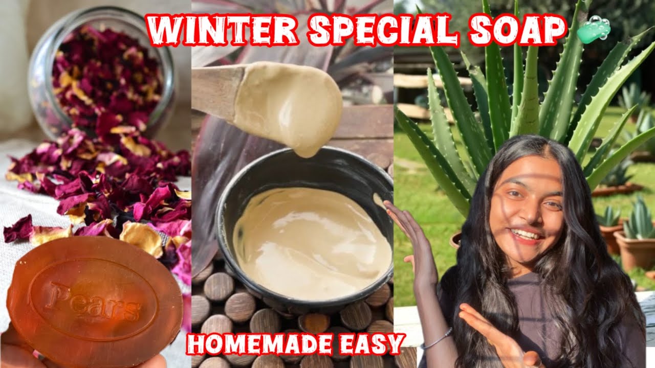 Homemade Alovera And Rose 🌹 Soap 🧼🫧 EASY Soap 🧼 Natural Beauty 😍 Winter Skin Care 💓