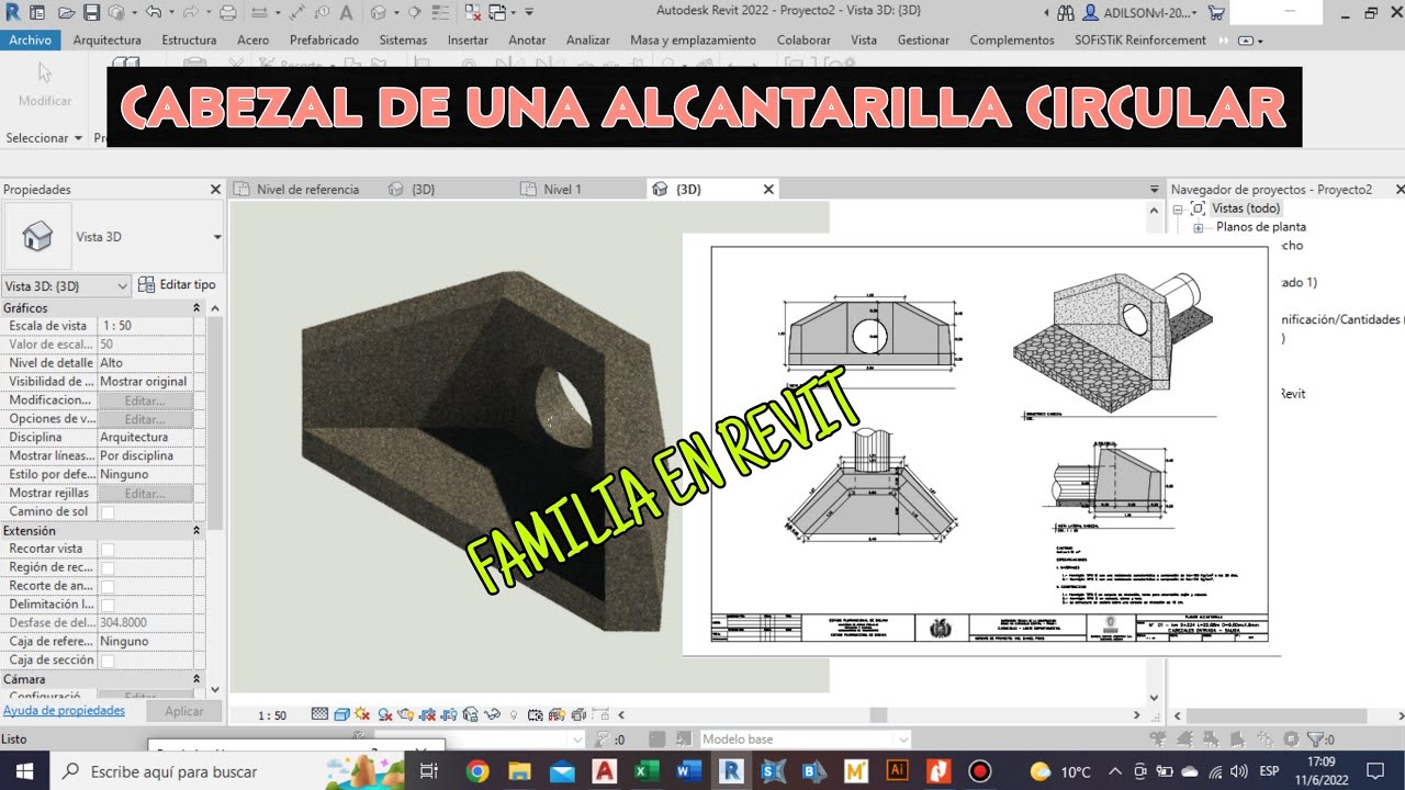 Creación de un #cabezal de H°C° en #REVIT | #Alcantarilla Circular