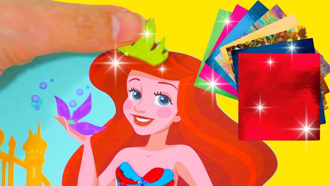 Princesas de Disney con papel brillante: Ariel, Rapunzel y Blancanieves