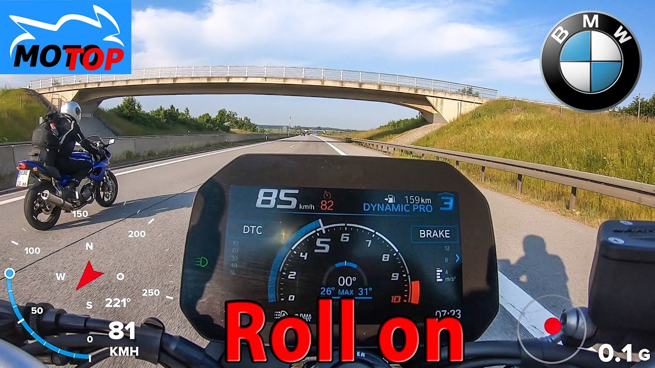 BMW F900R (2023) - ROLL ON 3rd, 4th, 5th, 6th gear - GPS