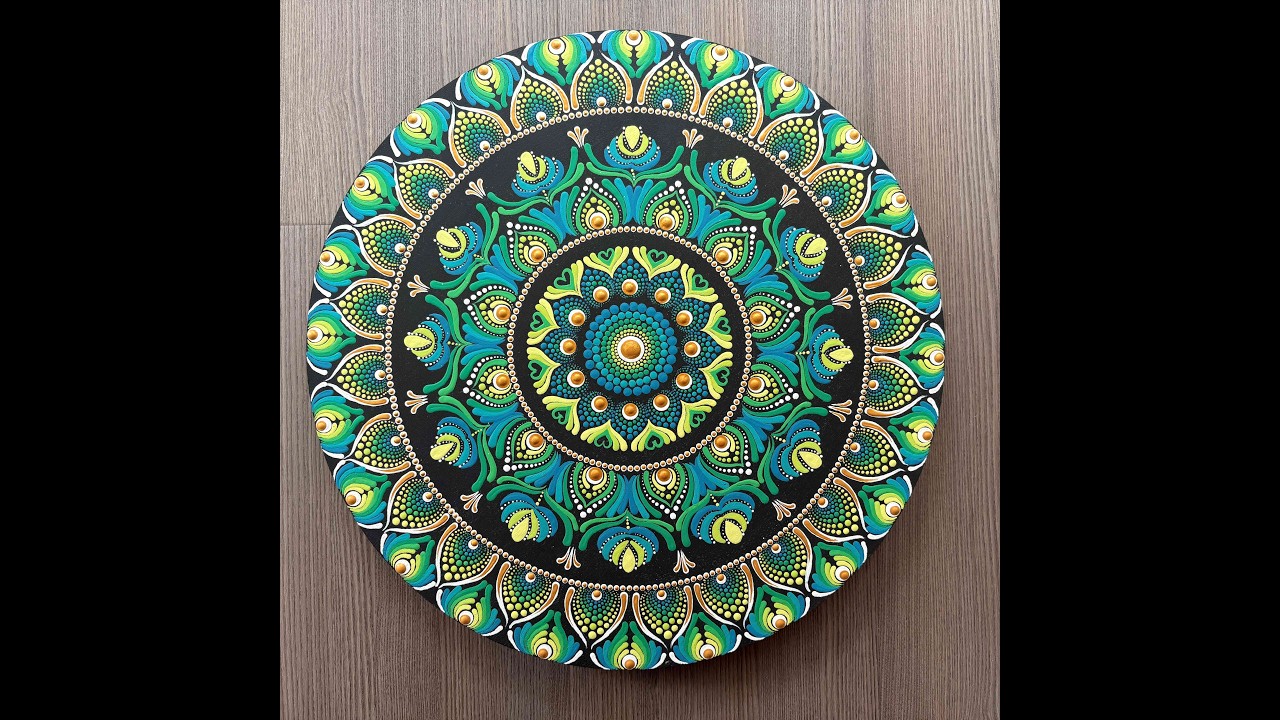 18in Yellow, Green & Blue Dot Mandala
