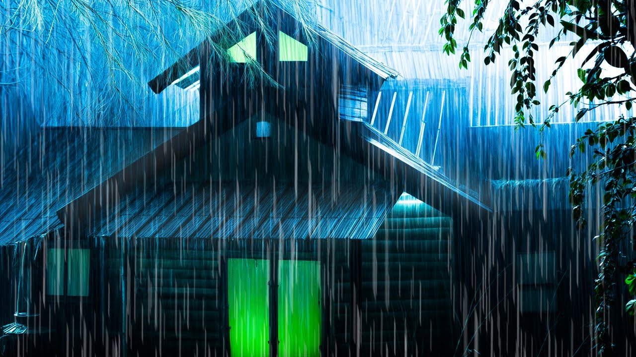 Real Heavy Rain & Thunder on Tin Roof ⛈️ Fall Asleep Quickly | Night ASMR