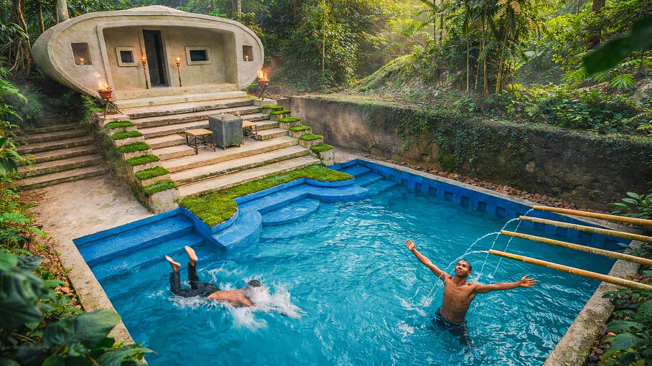 My Summer Holiday 180 Days Building $1M Jungle Villa House with Underground Swimming Pool Park