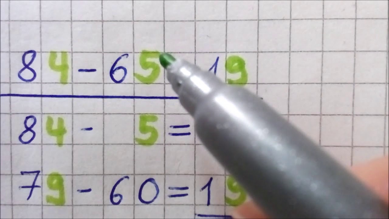 minus bis 100 Einer und Zehner