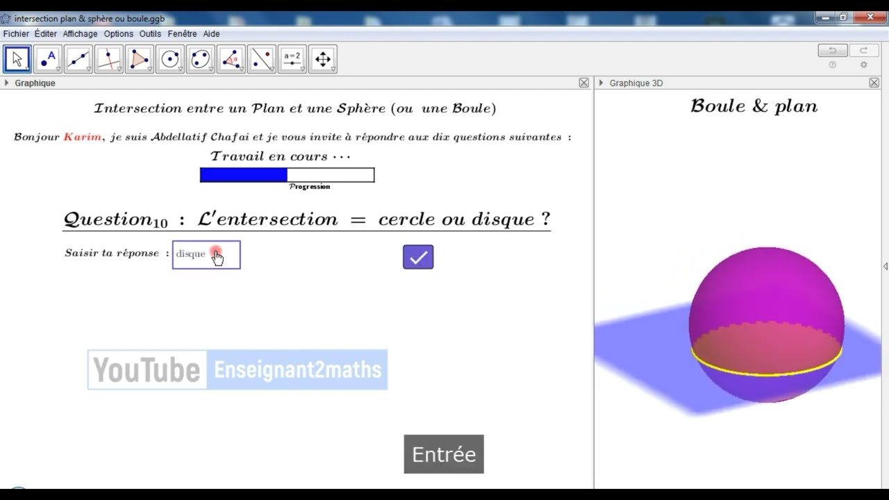 Programmation Geogebra : Exercice interactif